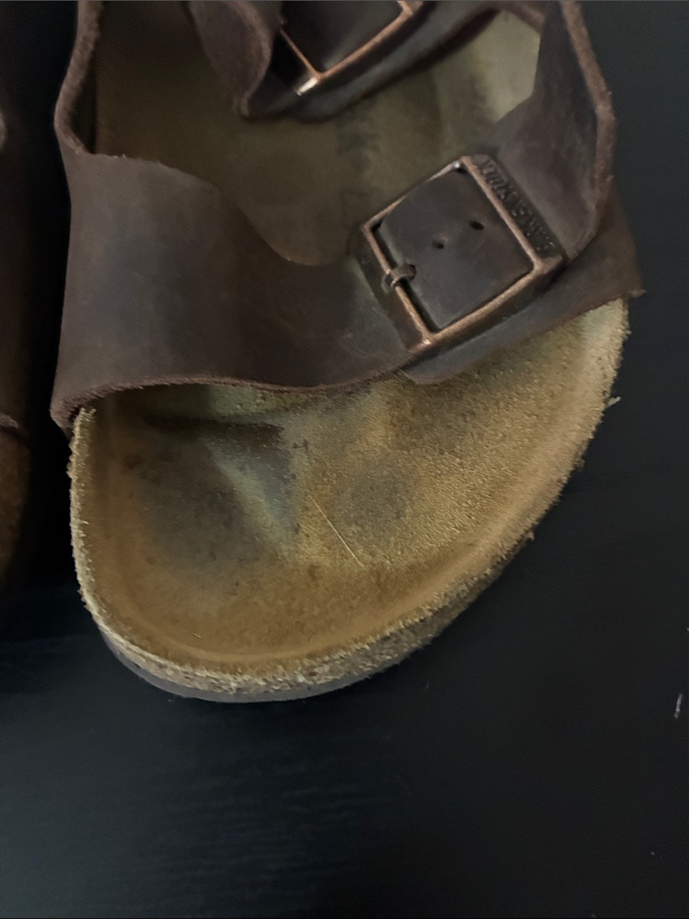 dark brown Birkenstock Arizona sandals featuring dual strap size Men’s EU43 M10 - Picture 6 of 11